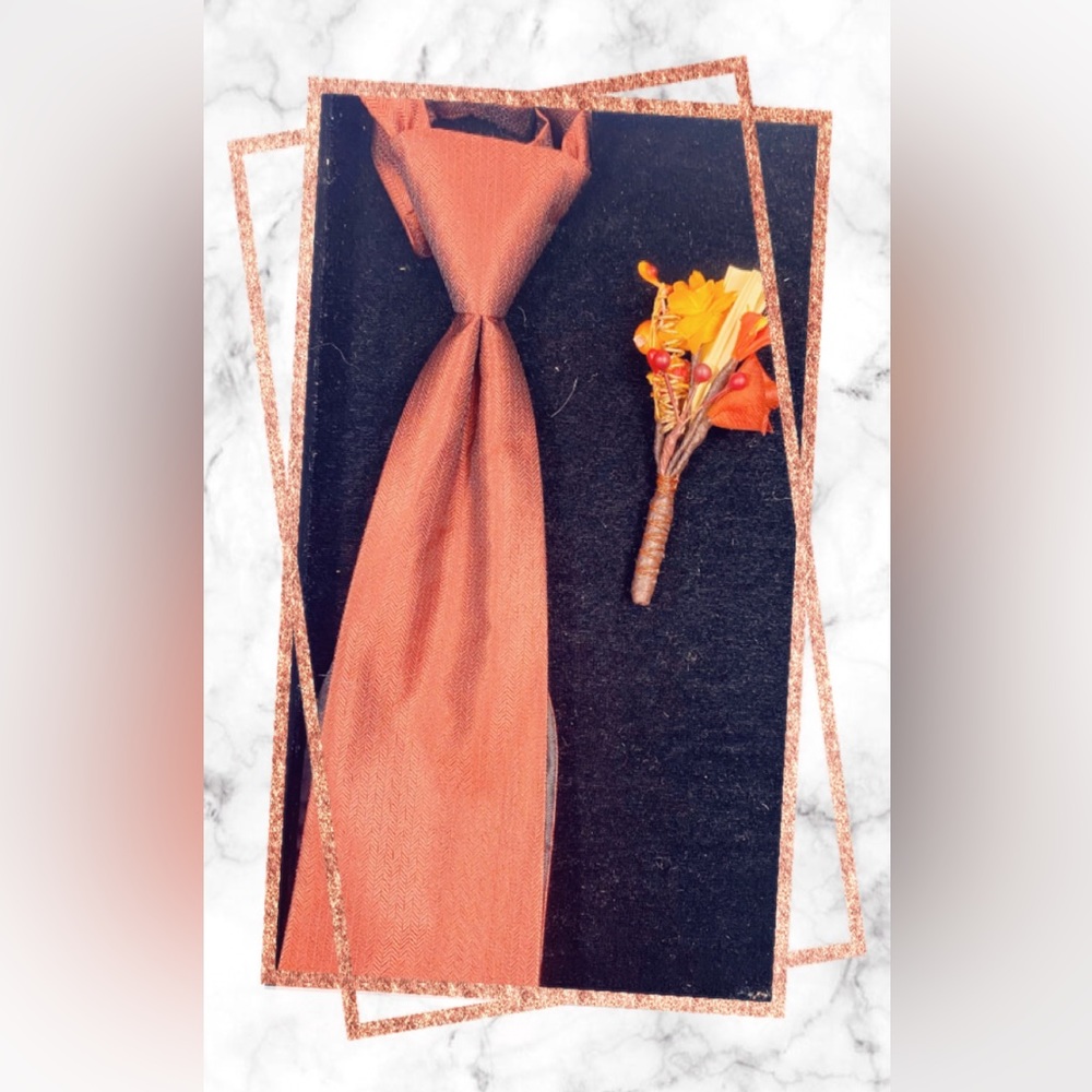 Custom Made Boutonniere With Matching Long Tie For Free